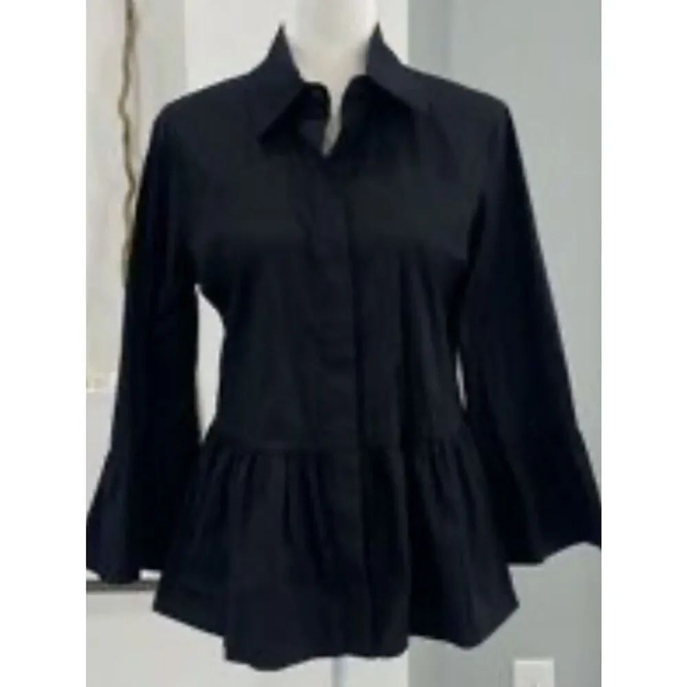 Black Label by Chico’s Peplum Button-Front Women's Top